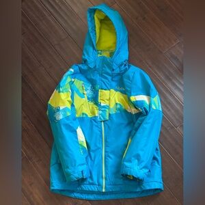 Big Chill Freestyle Blue and Yellow Hooded Insulated Winter Jacket L 10/12